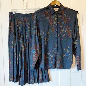 Mister Leonard Vintage Paisley Skirt and Top Set. Size 12.